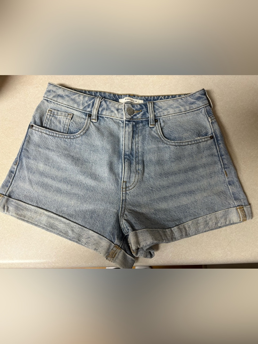 PacSun Light Blue High-Rise Cuffed Denim Shorts